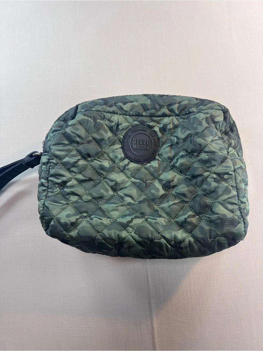 Steve Madden Large Quilted Camo Cosmetic Bag Travel Toiletry Organizer